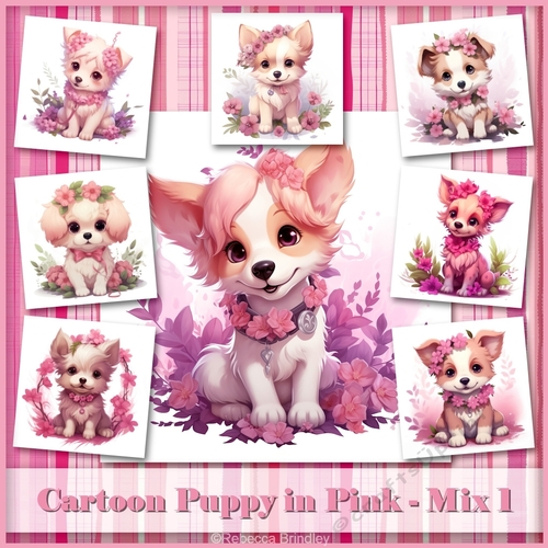 Cartoon Puppy in Pink - Mix 1