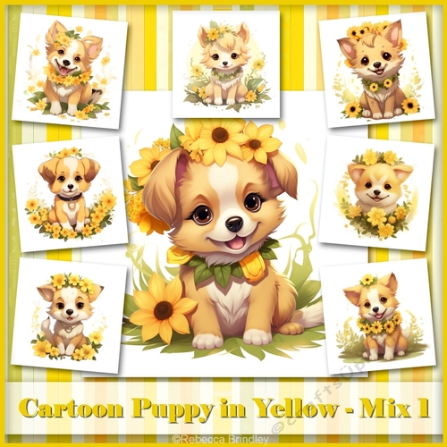 Cartoon Puppy in Yellow - Mix 1