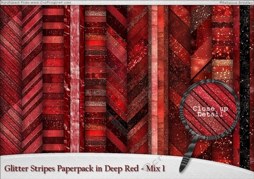 Glitter Stripes Paperpack in Deep Red - Mix 1