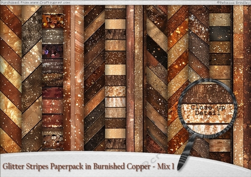 Glitter Stripes Paperpack in Burnished Copper - Mix 1