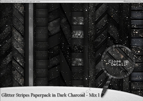 Glitter Stripes Paperpack in Dark Charcoal - Mix 1