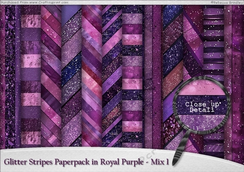 Glitter Stripes Paperpack in Royal Purple - Mix 1