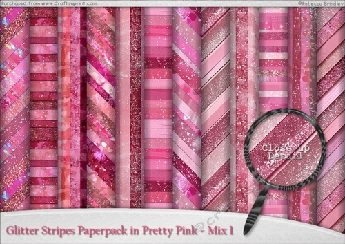 Glitter Stripes Paperpack in Pretty Pink - Mix 1