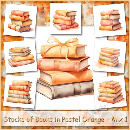 Stacks of Books in Pastel Orange - Mix 1
