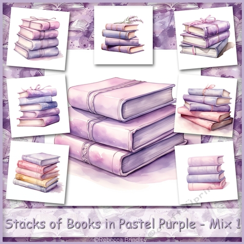 Stacks of Books in Pastel Purple - Mix 1