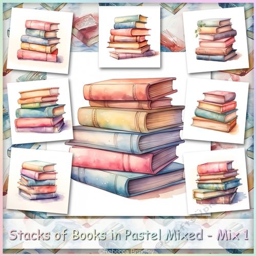Stacks of Books in Pastel Mixed - Mix 1