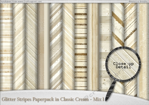 Glitter Stripes Paperpack in Classic Cream - Mix 1