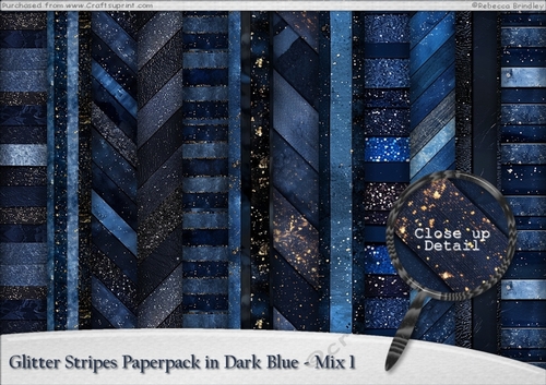 Glitter Stripes Paperpack in Dark Blue - Mix 1