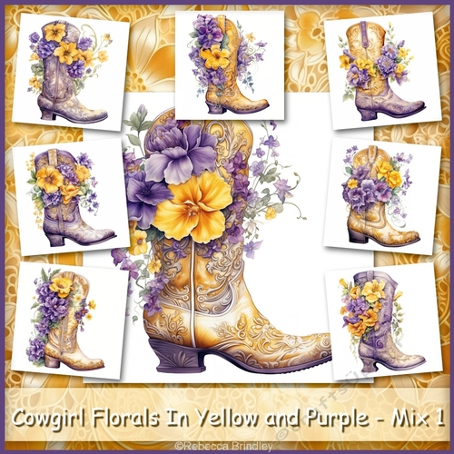 Cowgirl Florals In Yellow and Purple - Mix 1