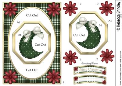 Christmas Crescent Ornament Double Dangler