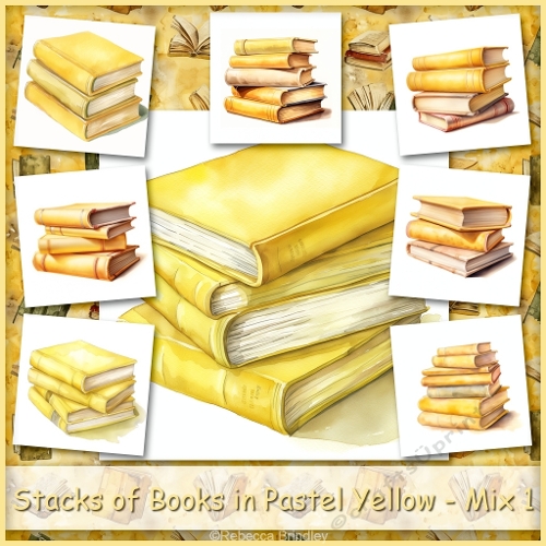Stacks of Books in Pastel Yellow - Mix 1