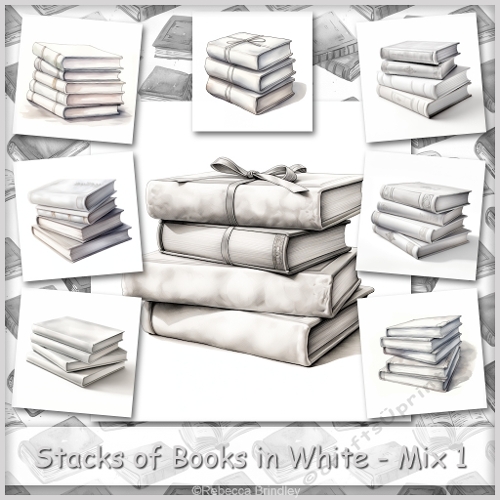 Stacks of Books in White - Mix 1