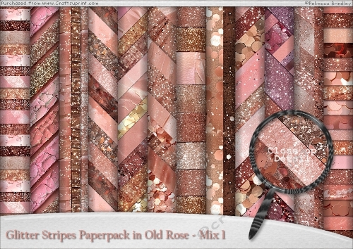 Glitter Stripes Paperpack in Old Rose - Mix 1