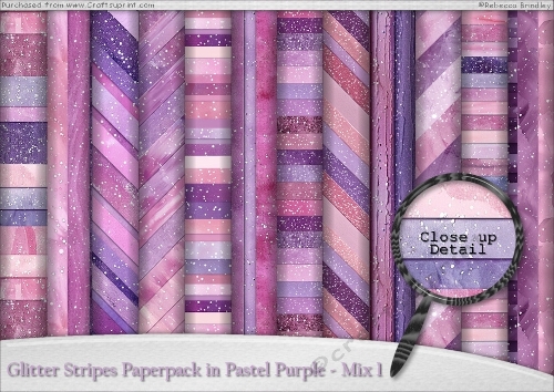 Glitter Stripes Paperpack in Pastel Purple - Mix 1