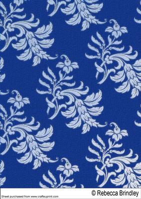 Beautiful Brocade Backing Paper in Bright Blue