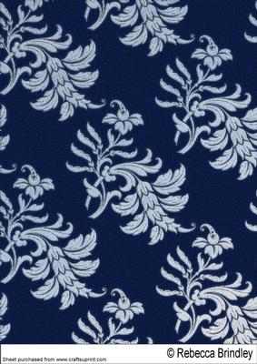 Beautiful Brocade Backing Paper in Royal Blue