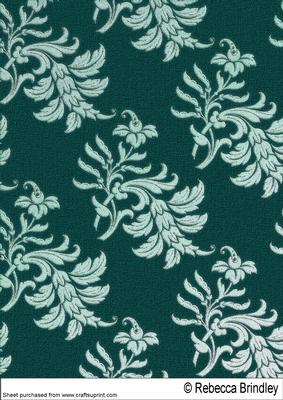 Beautiful Brocade Backing Paper in Dark Aquamarine