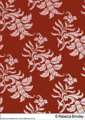 Beautiful Brocade Backing Paper in Red