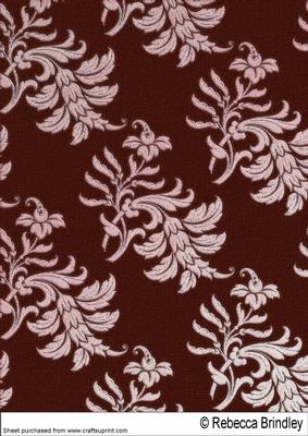 Beautiful Brocade Backing Paper in Burgandy