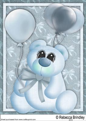 Blue Balloon Bear Bear A4