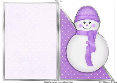 Cut and Fold Christmas Snowman in Purple