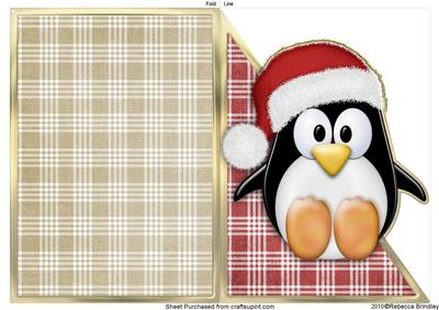 Cut and Fold Christmas Penguin in Red