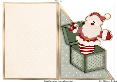Cut and Fold Christmas Santa-a-box in Green