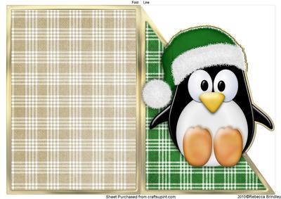 Cut and Fold Christmas Penguin in Green