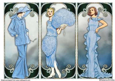 Cornflower Blue Vintage Ladies Panels or Toppers