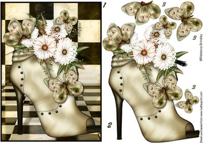 Flowerheads Over Heel Decoupage