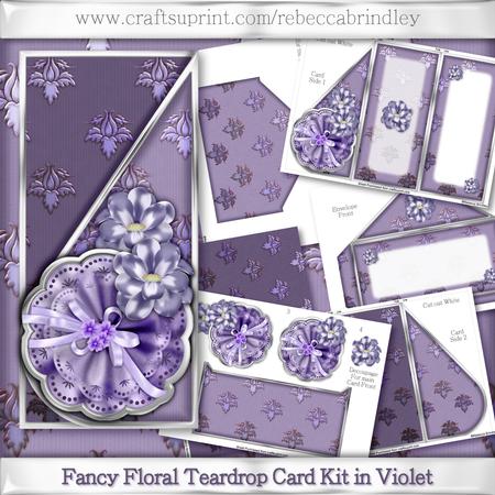Fancy Floral Teardrop Card Kit in Violet