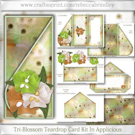 Tri-blossom Teardrop Card Kit in Applicious