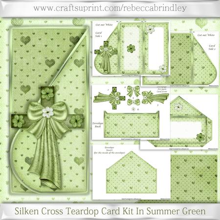 Silken Cross Teardop Card Kit in Summer Green