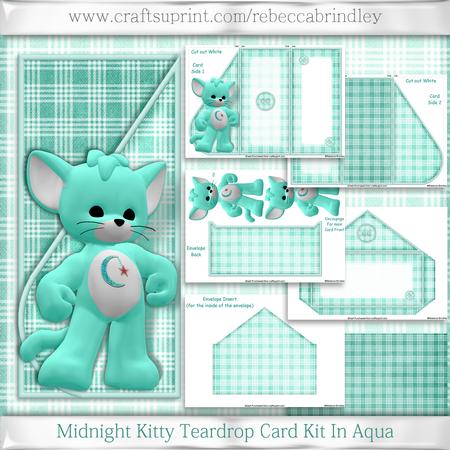 Midnight Kitty Teardrop Card Kit in Aqua