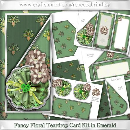 Fancy Floral Teardrop Card Kit in Emerald