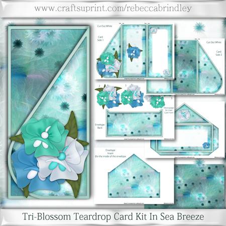 Tri-blossom Teardrop Card Kit in Sea Breeze