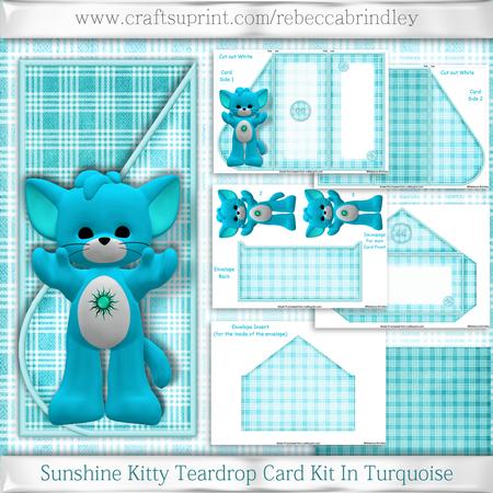 Sunshine Kitty Teardrop Card Kit in Turquoise