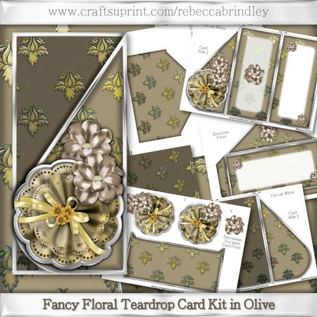 Fancy Floral Teardrop Card Kit in Olive