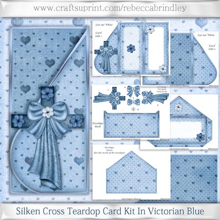 Silken Cross Teardop Card Kit in Victorian Blue