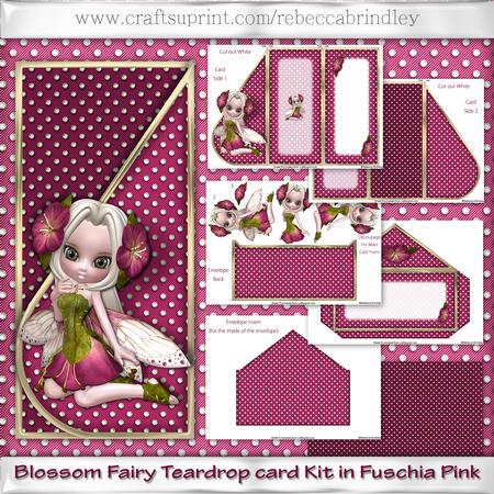 Blossom Fairy Teardrop Card Kit in Fuschia Pink