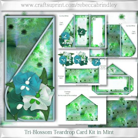 Tri-blossom Teardrop Card Kit in Mint