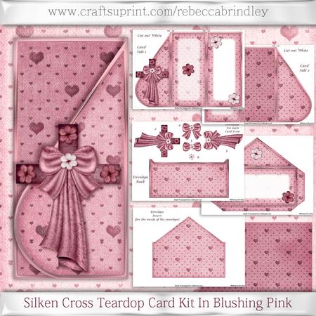 Silken Cross Teardop Card Kit in Blushing Pink