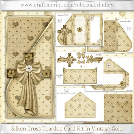 Silken Cross Teardop Card Kit in Vintage Gold