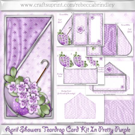 April Showers Teardrop Card Kit in Pretty Purple