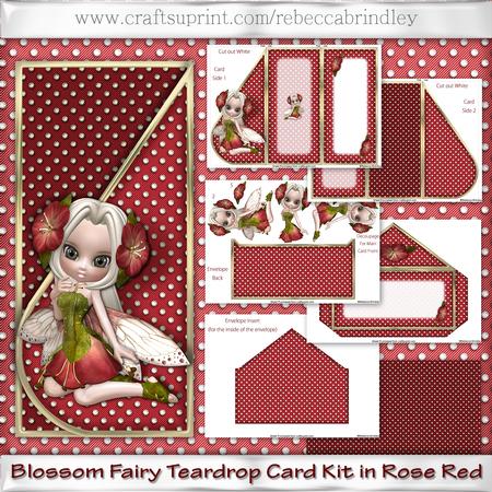 Blossom Fairy Teardrop Card Kit in Rose Red