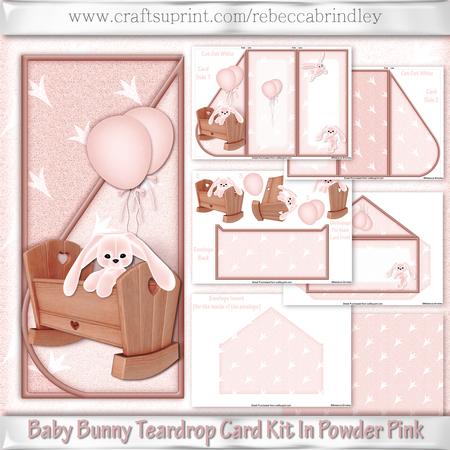 Baby Bunny Teardrop Card Kit in Powder Pink