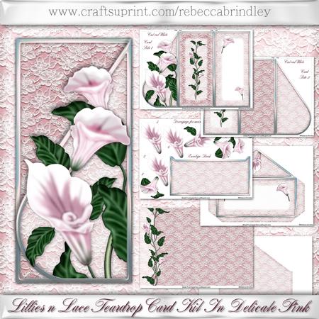 Lillies N Lace Teardrop Card Kit in Delicate Pink