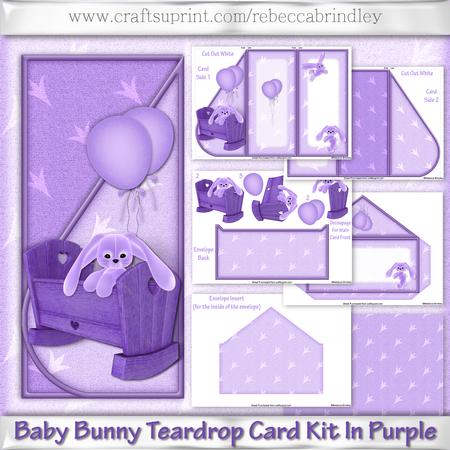 Baby Bunny Teardrop Card Kit in Purple
