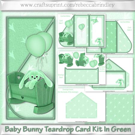 Baby Bunny Teardrop Card Kit in Green