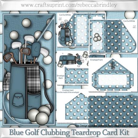 Blue Golf Clubbing Teardrop Card Kit